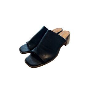 Joie Black Leather Open-Toe Mule Sandals With Block Heel Size 9 Women